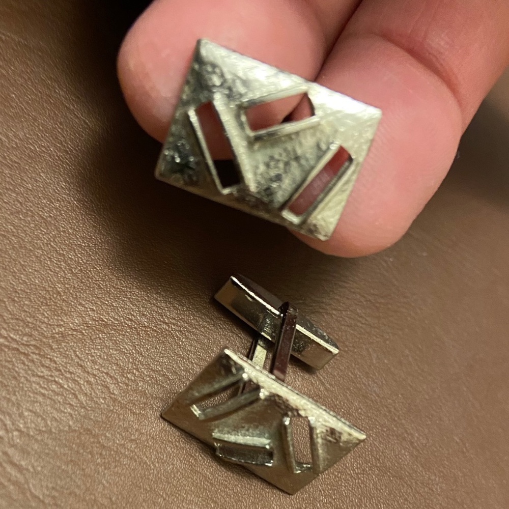 Silver in color cufflinks